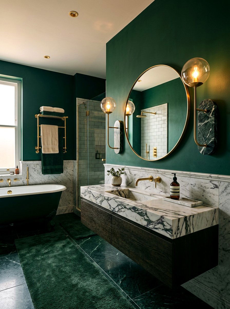 Marble base wall lamp - 30 moody bathroom lamp ideas