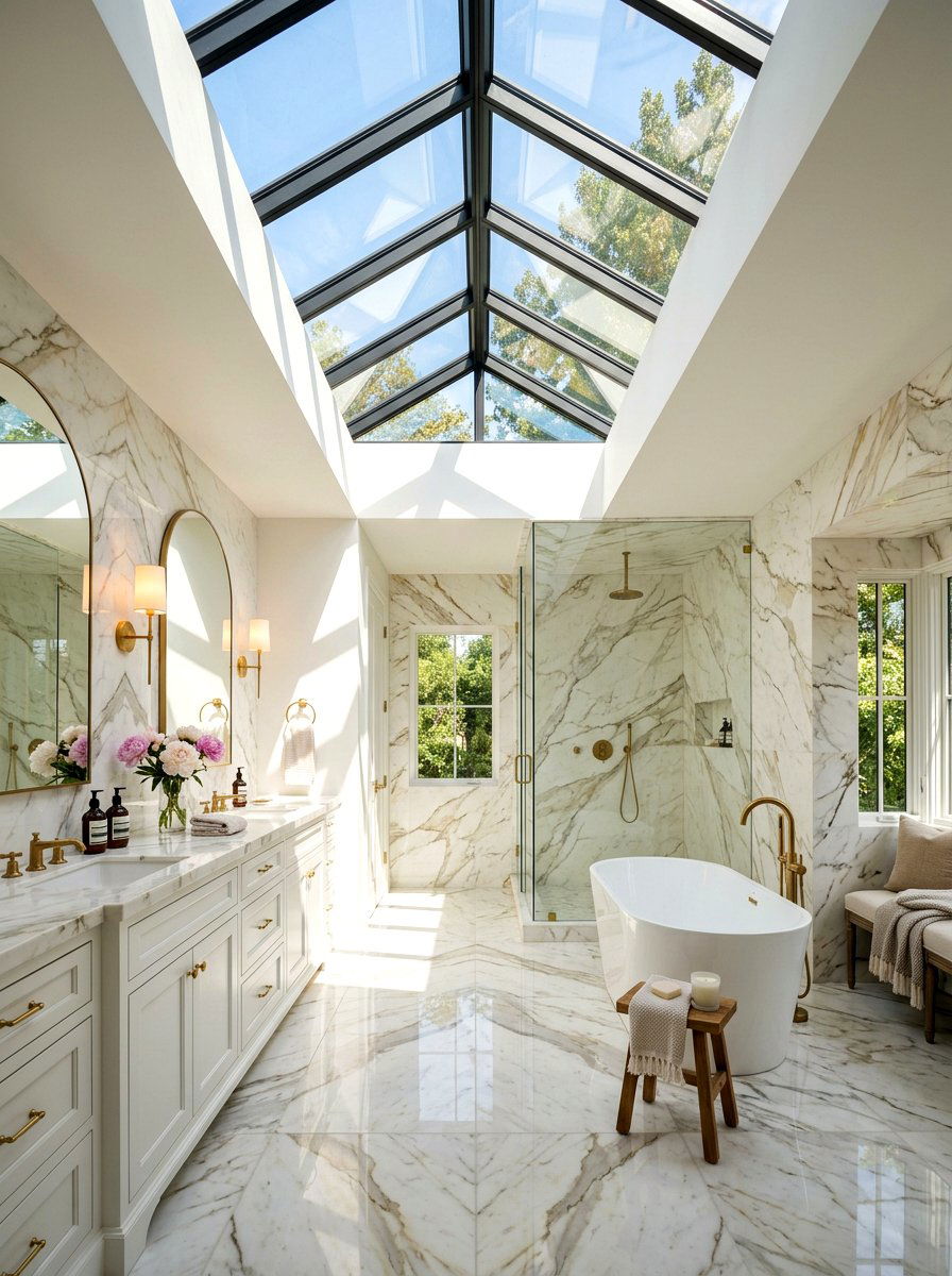 Marble bathroom skylight - 30 bathroom skylight ideas