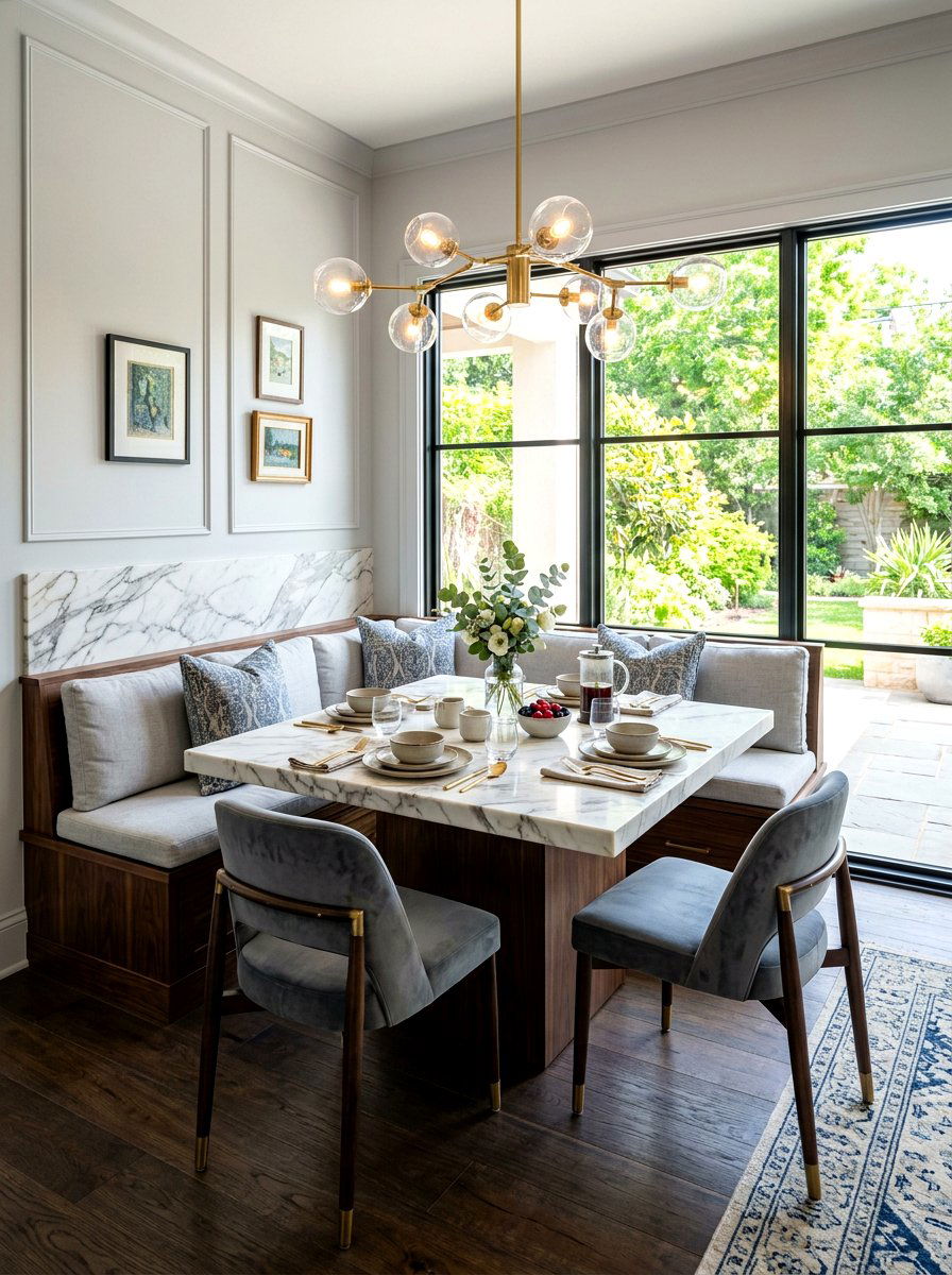 Marble breakfast nook - 30 corner breakfast nook ideas