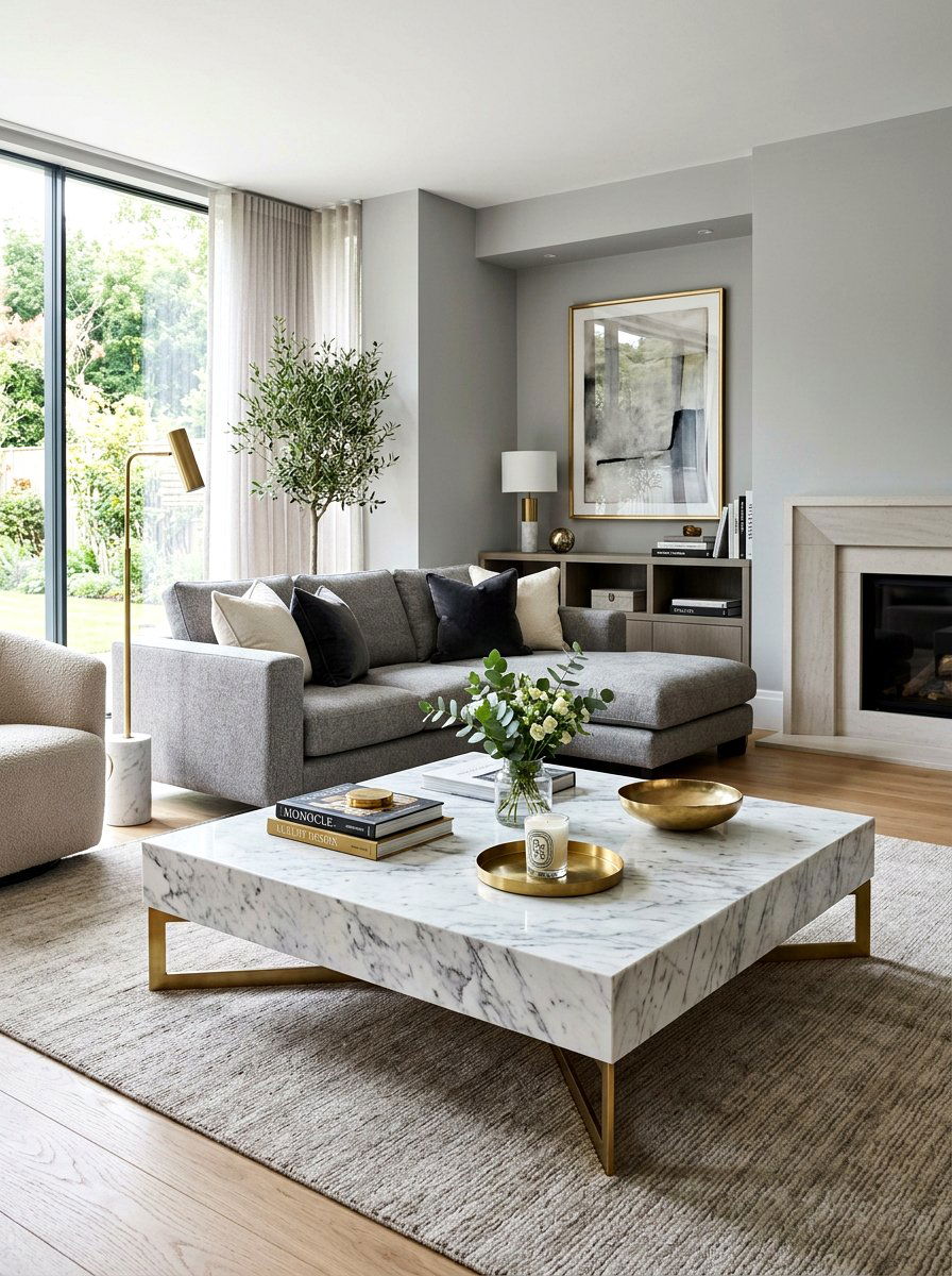Marble coffee table living room - 30 modern eclectic living room ideas