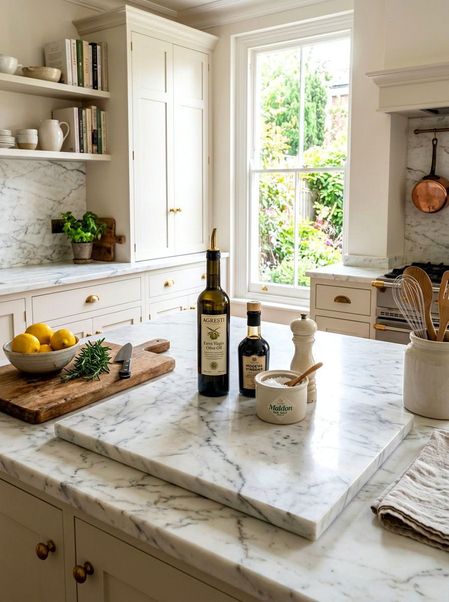 Marble counter slab - 30 TikTok kitchen decor ideas