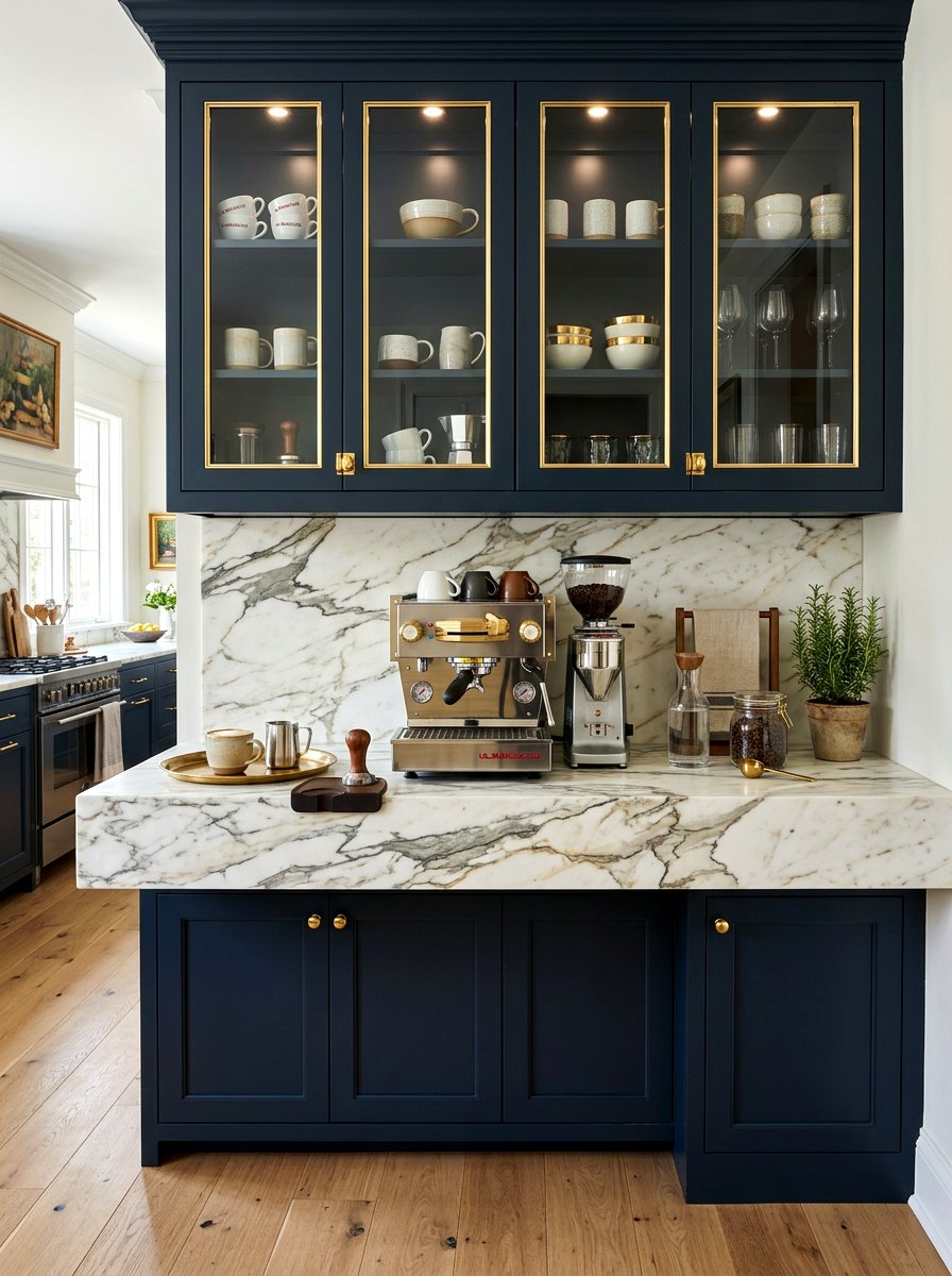 Marble countertop coffee station - 30 breakfast station ideas