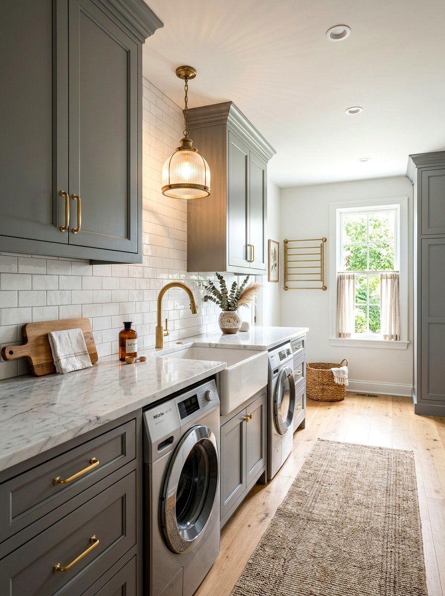 Marble countertop laundry room - 30 mudroom laundry room ideas