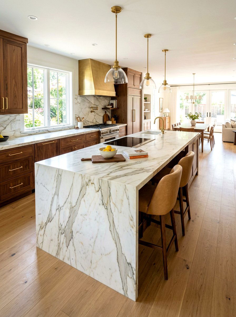 Marble kitchen island - 30 neo deco kitchen ideas