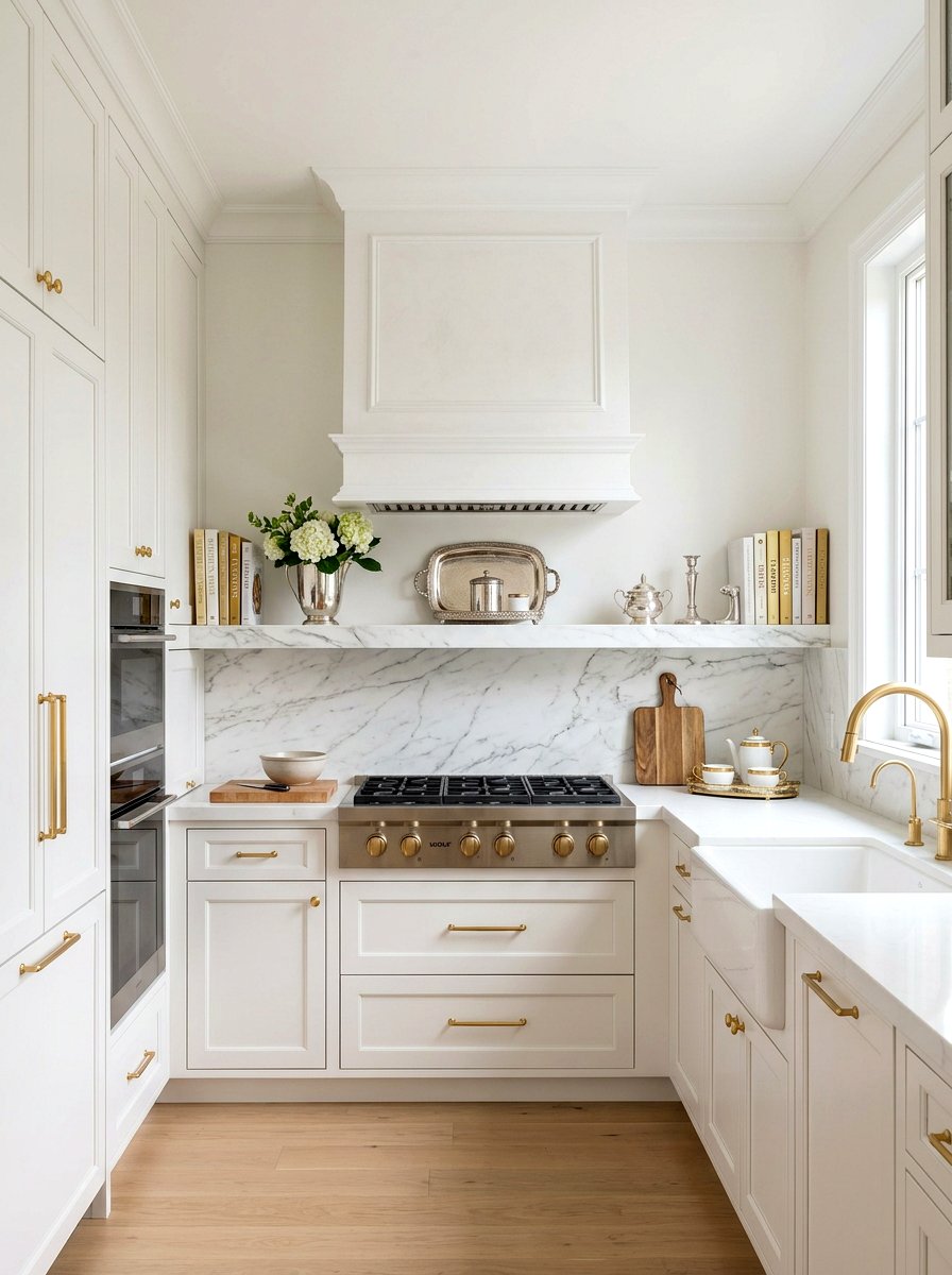 Marble kitchen shelf - 30 book shelf kitchen ideas