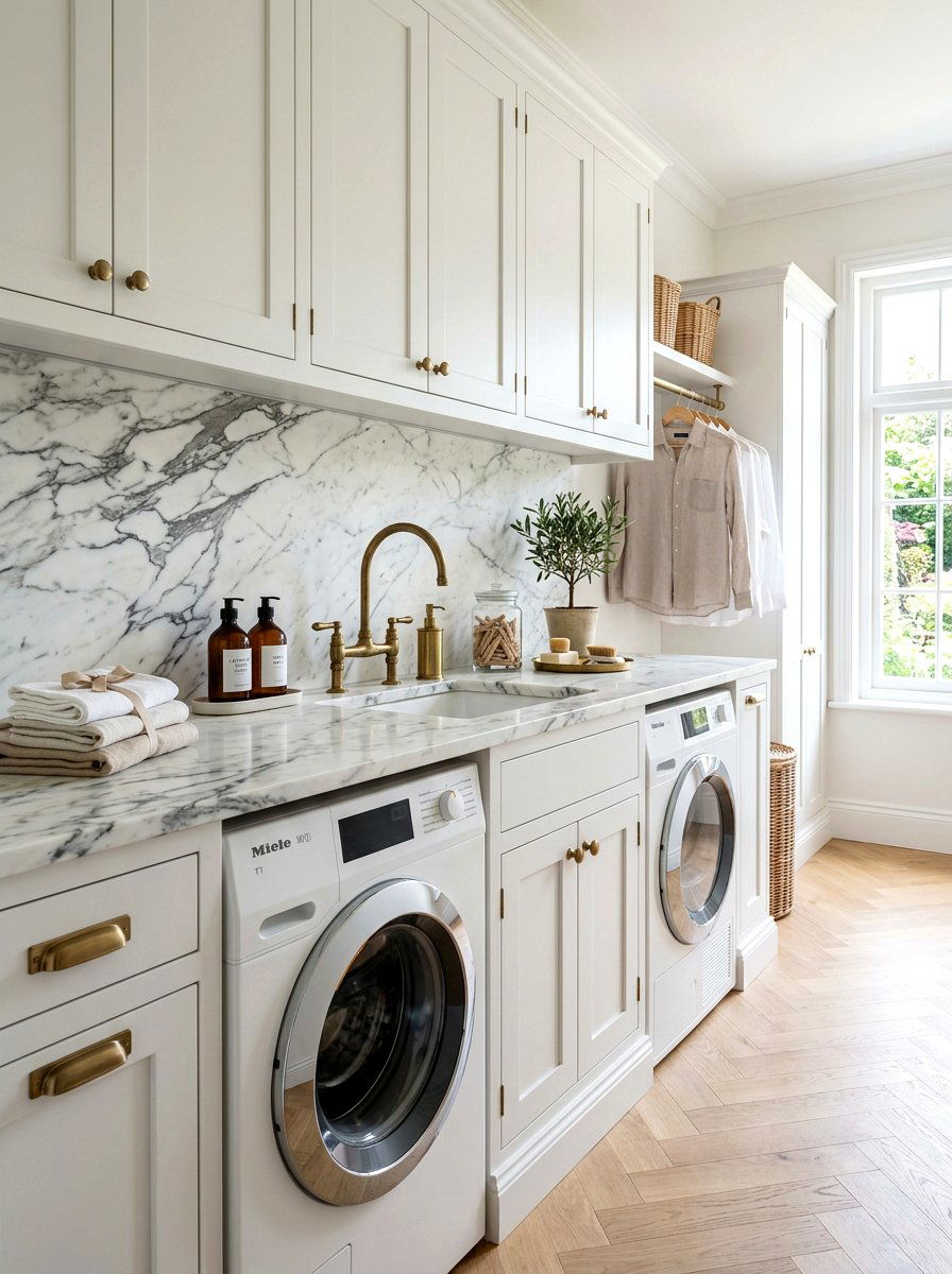 Marble laundry room countertop - 30 countertop over washer dryer ideas
