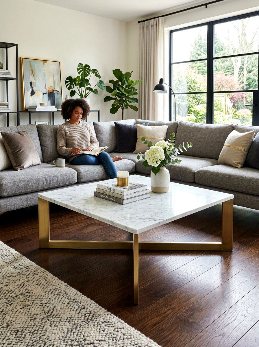 Marble living room coffee table - 30 art deco living room ideas