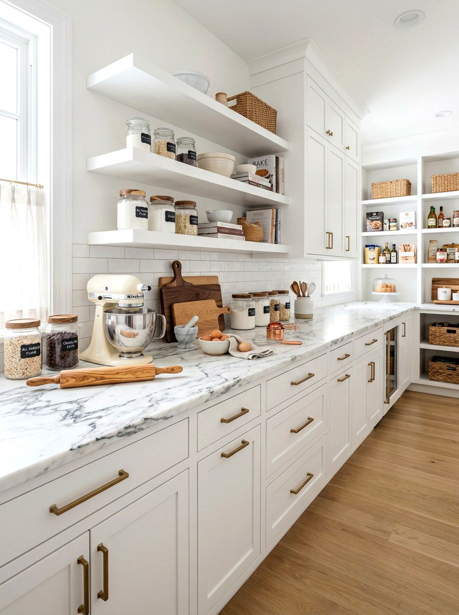 Marble pantry countertop - 30 back kitchen pantry ideas