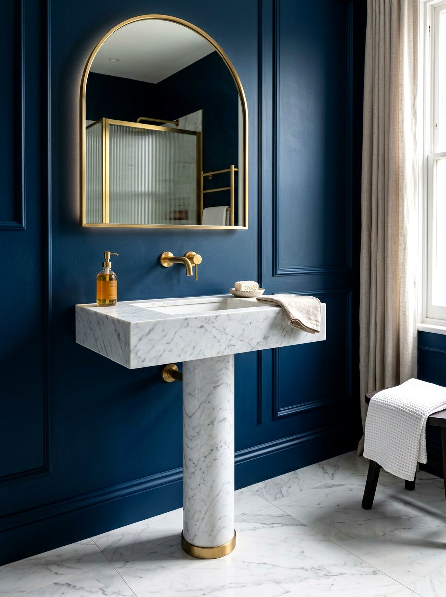 Marble pedestal vanity - 30 powder room vanity ideas