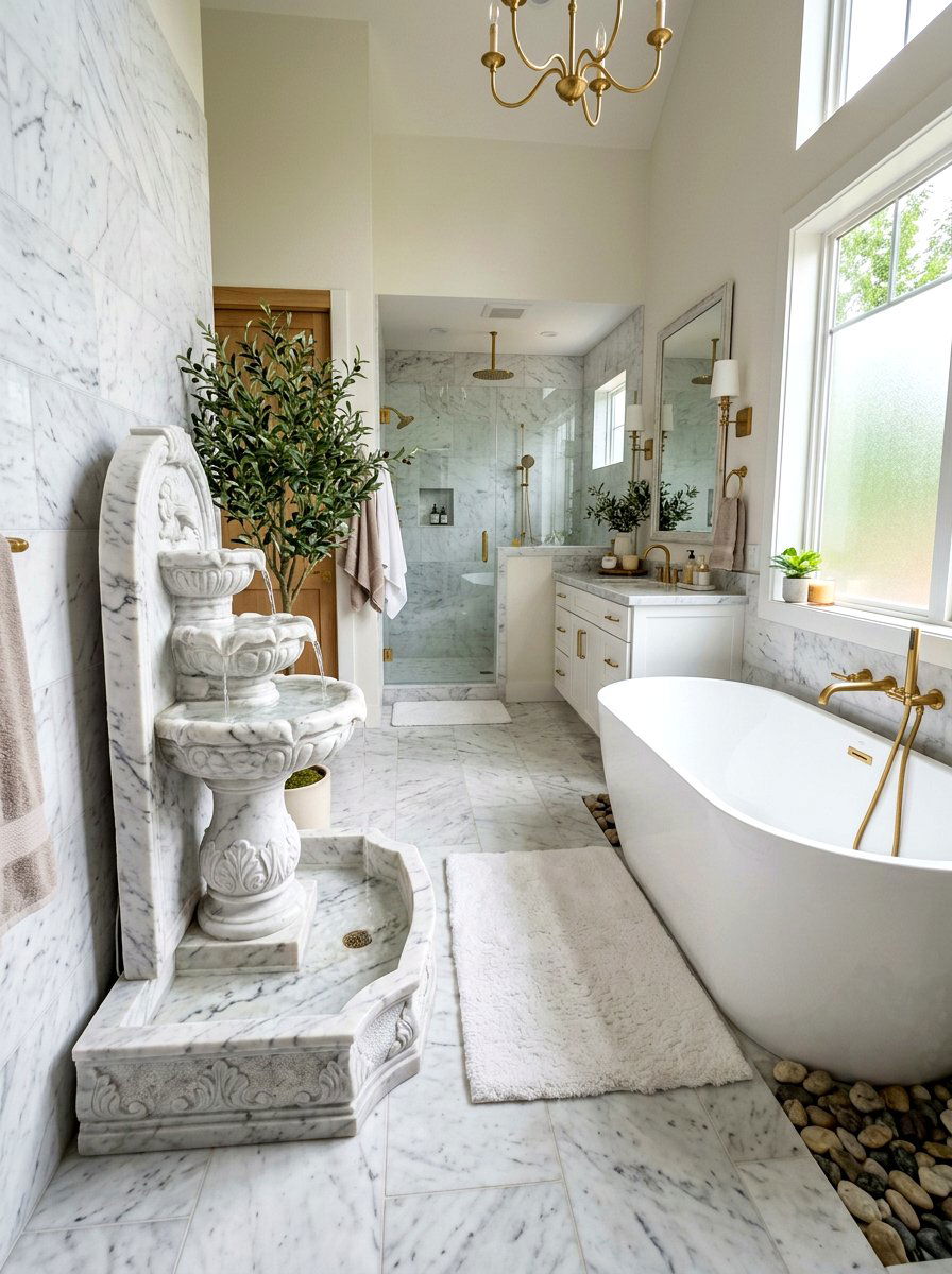 Marble pedestal water fountain - 30 indoor fountain decor ideas