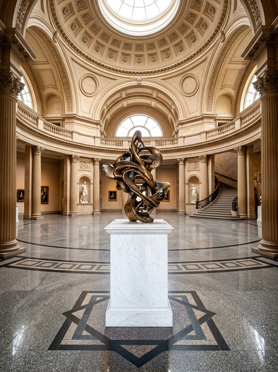 Marble pedestal with sculpture - 30 dramatic foyer decor ideas