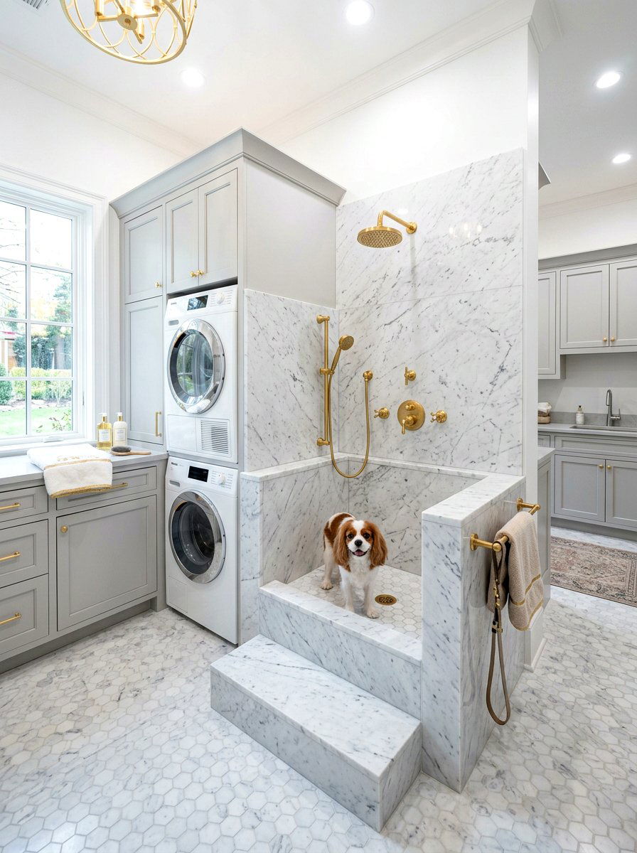 Marble pet wash station - 30 pet washing station laundry ideas