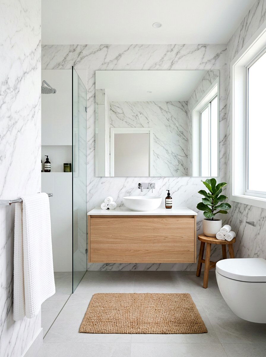 Marble print removable wallpaper - 30 rental safe wallpaper ideas
