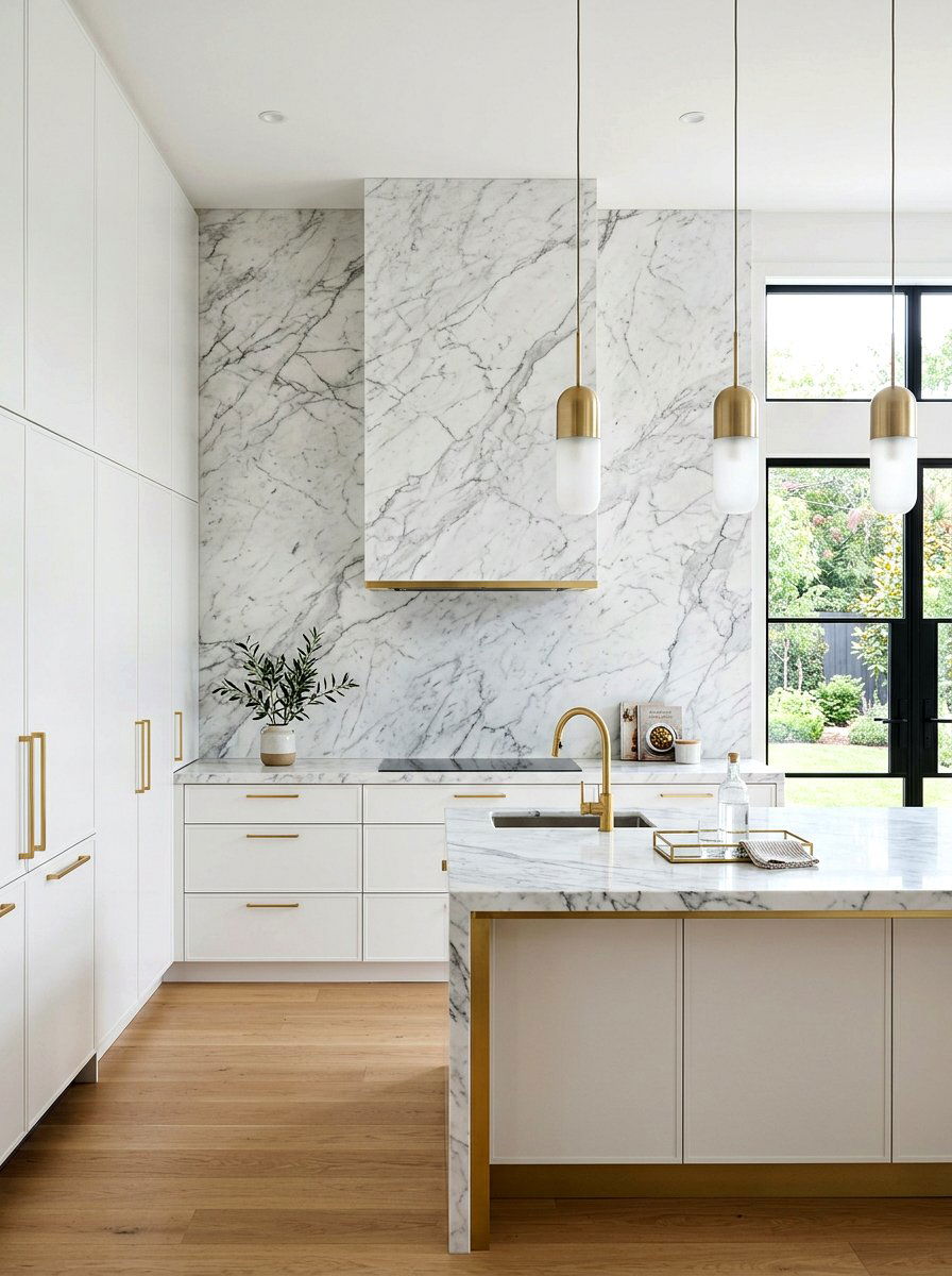 Marble slab kitchen - 30 full height backsplash ideas