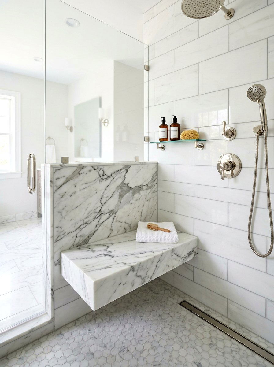 Marble slab shower bench - 30 shower bench ideas
