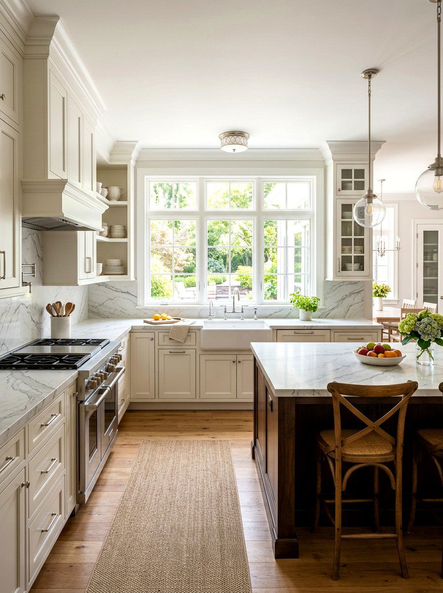 Marble style quartz - 30 quartz kitchen ideas