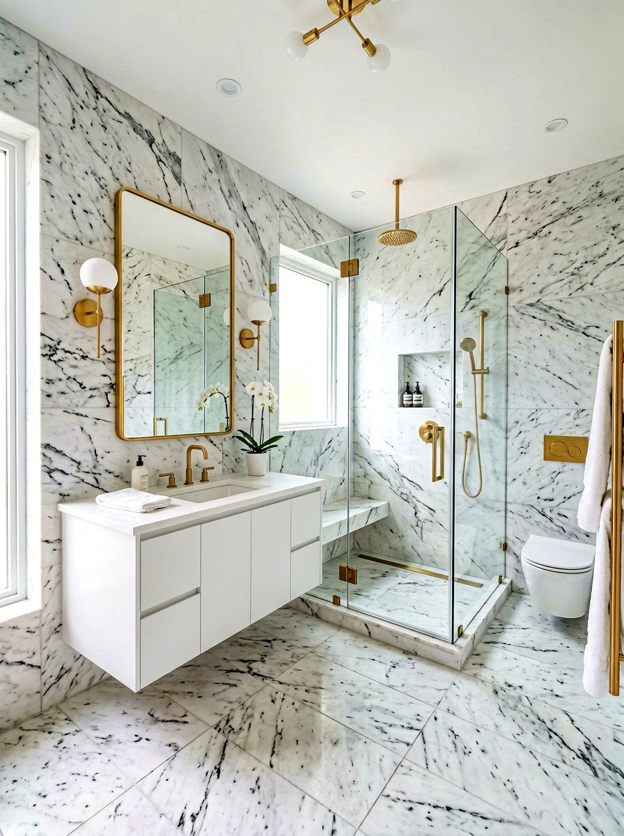 Marble tile bathroom - 30 serene bathroom decor ideas