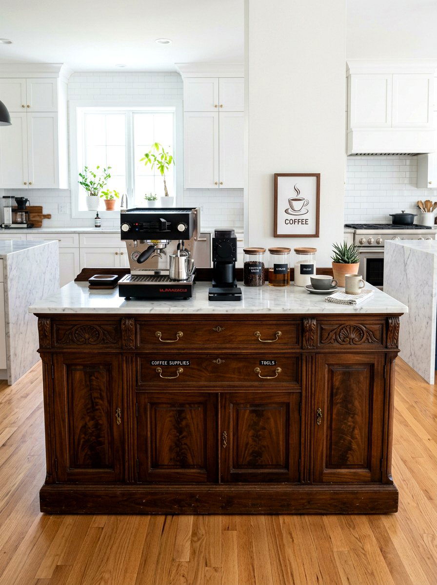 Marble top antique sideboard coffee bar - 30 antique sideboard ideas