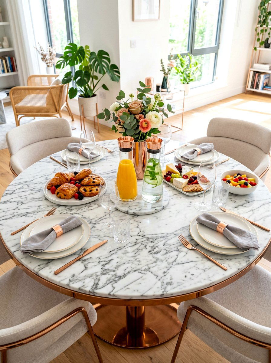 Marble top brunch table - 30 elegant brunch table ideas