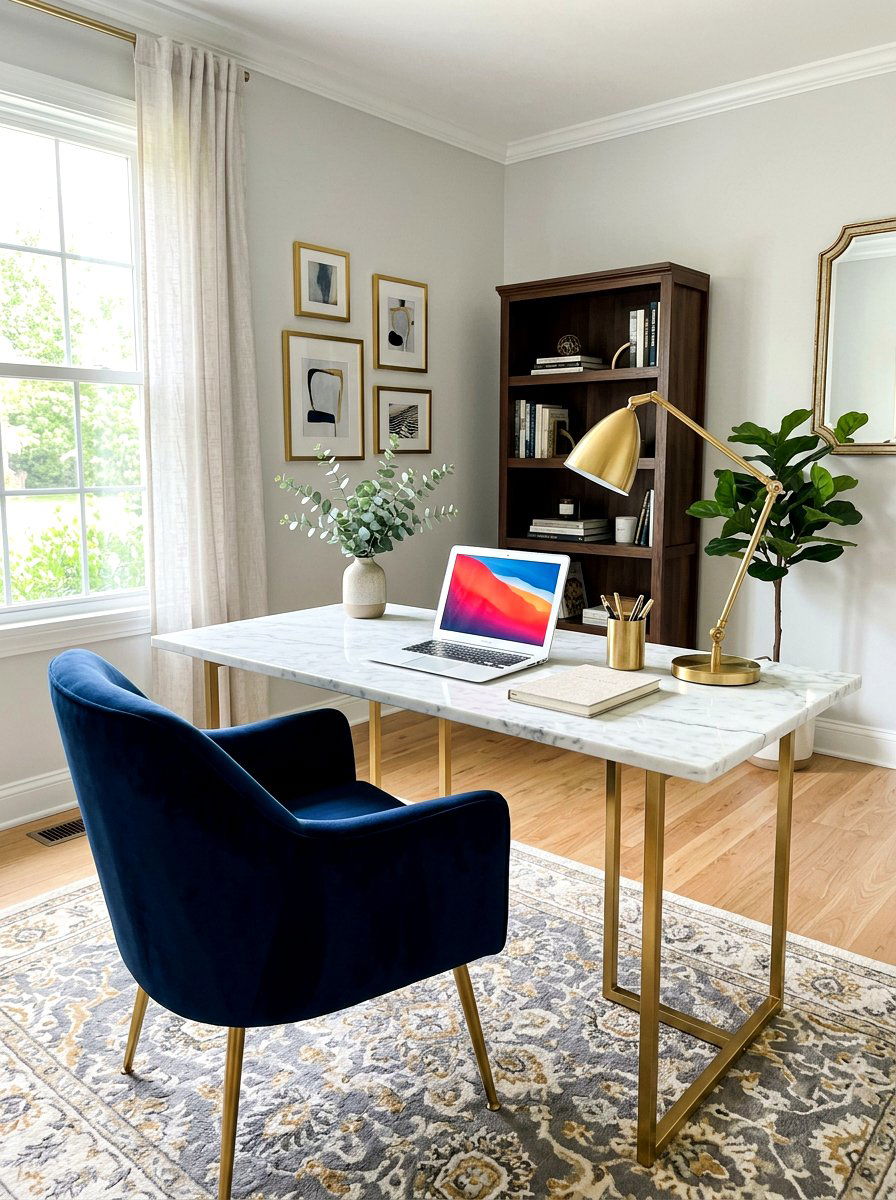Marble top desk - 30 quiet luxury office ideas