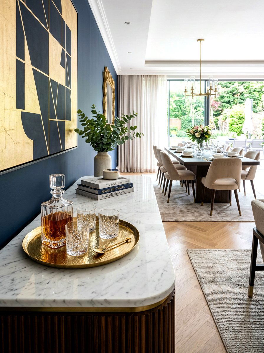 Marble top dining room sideboard styling - 30 dining room sideboard styling ideas