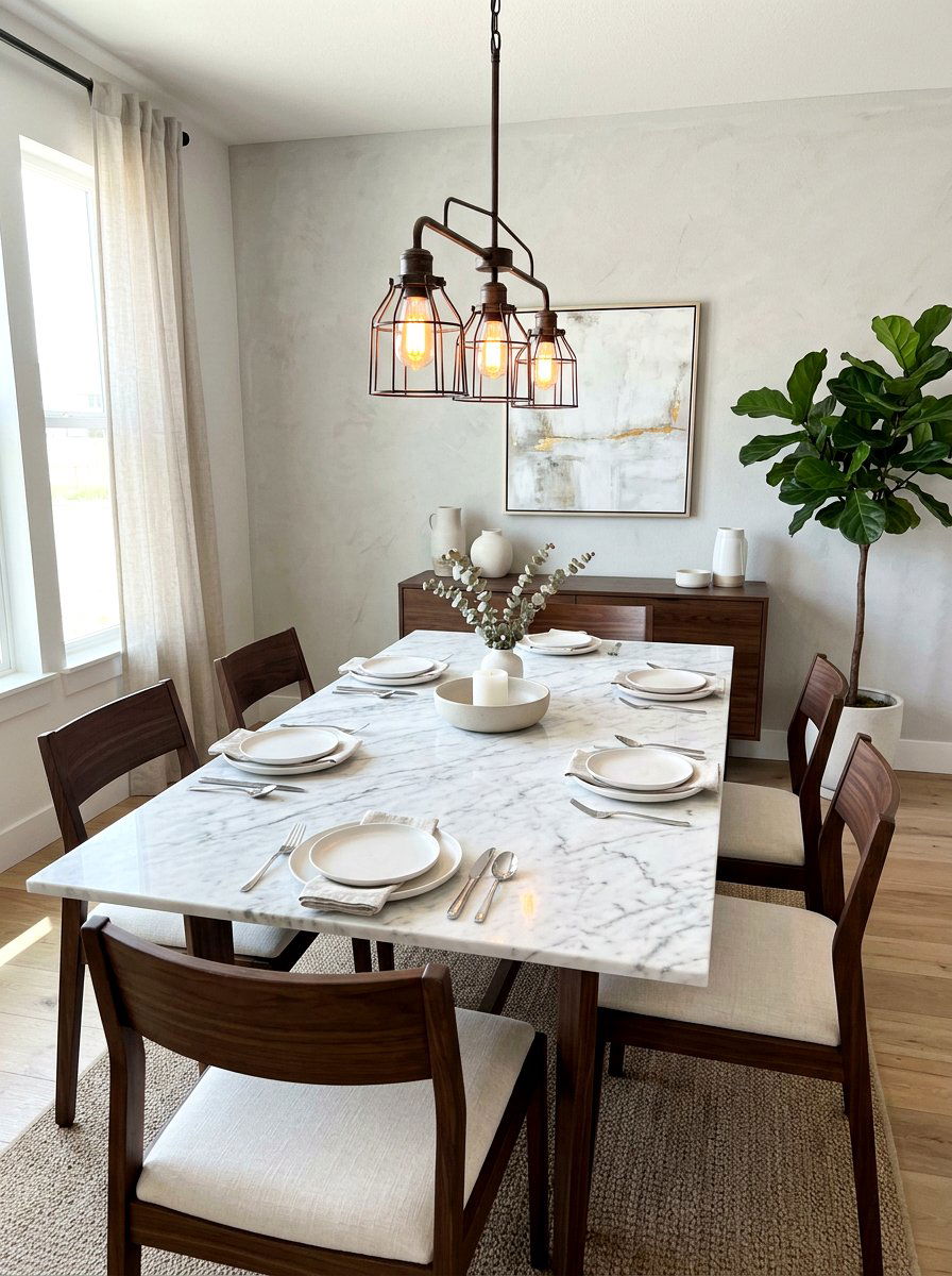 Marble top dining table - 30 Mediterranean dining room ideas