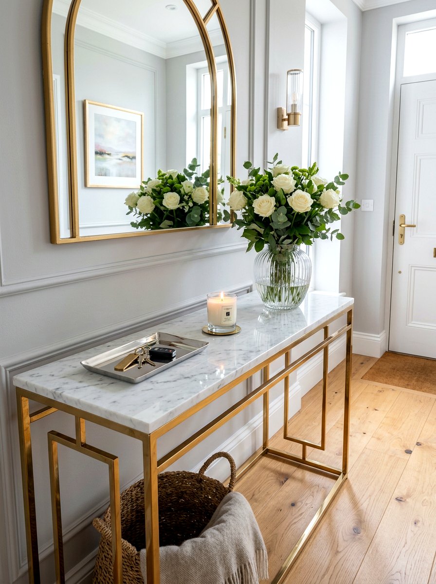 Marble top entryway table - 30 entryway decor ideas