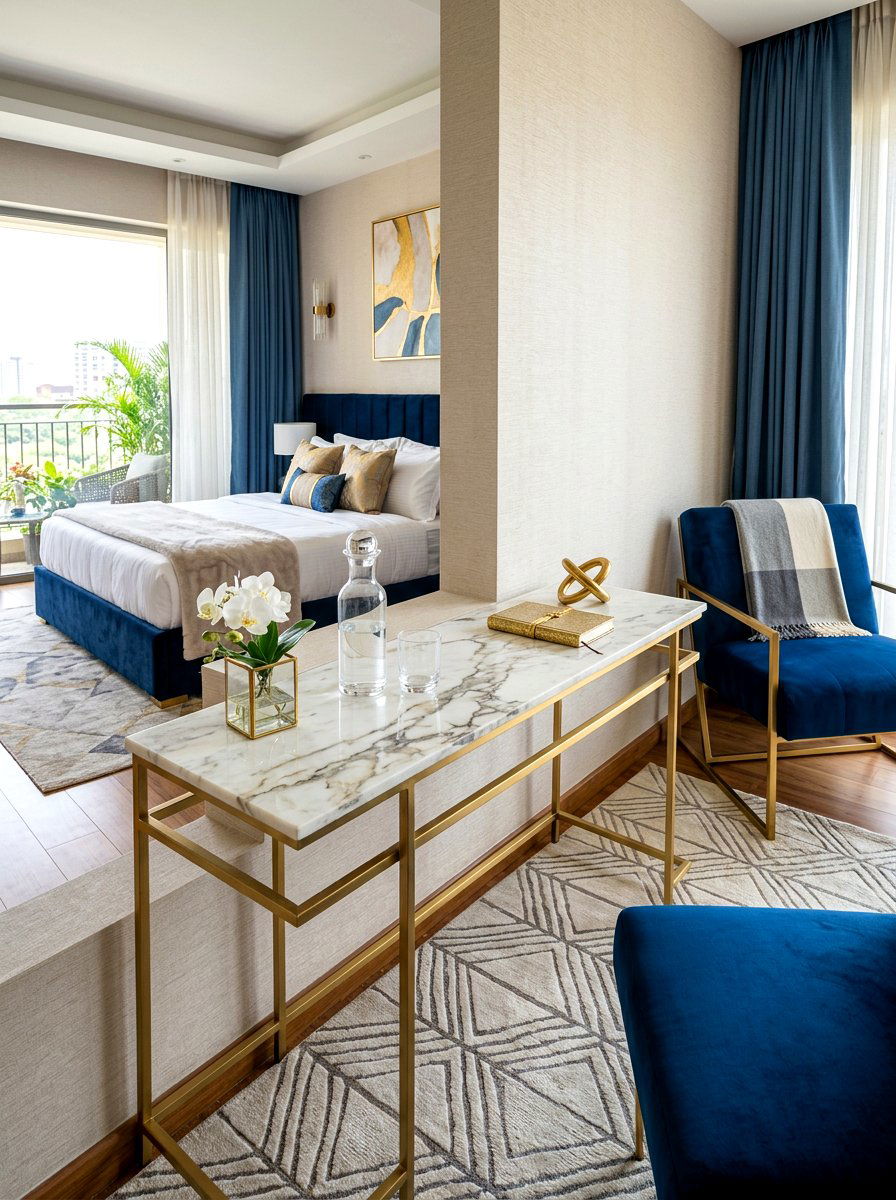 Marble top gold frame - 30 guest room nightstand ideas