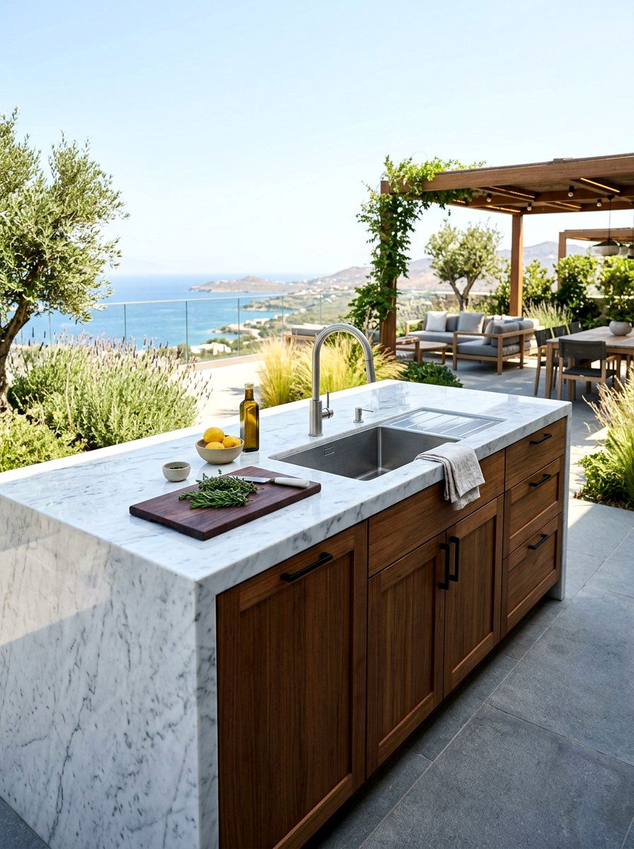 Marble top outdoor prep station - 30 outdoor sink station ideas
