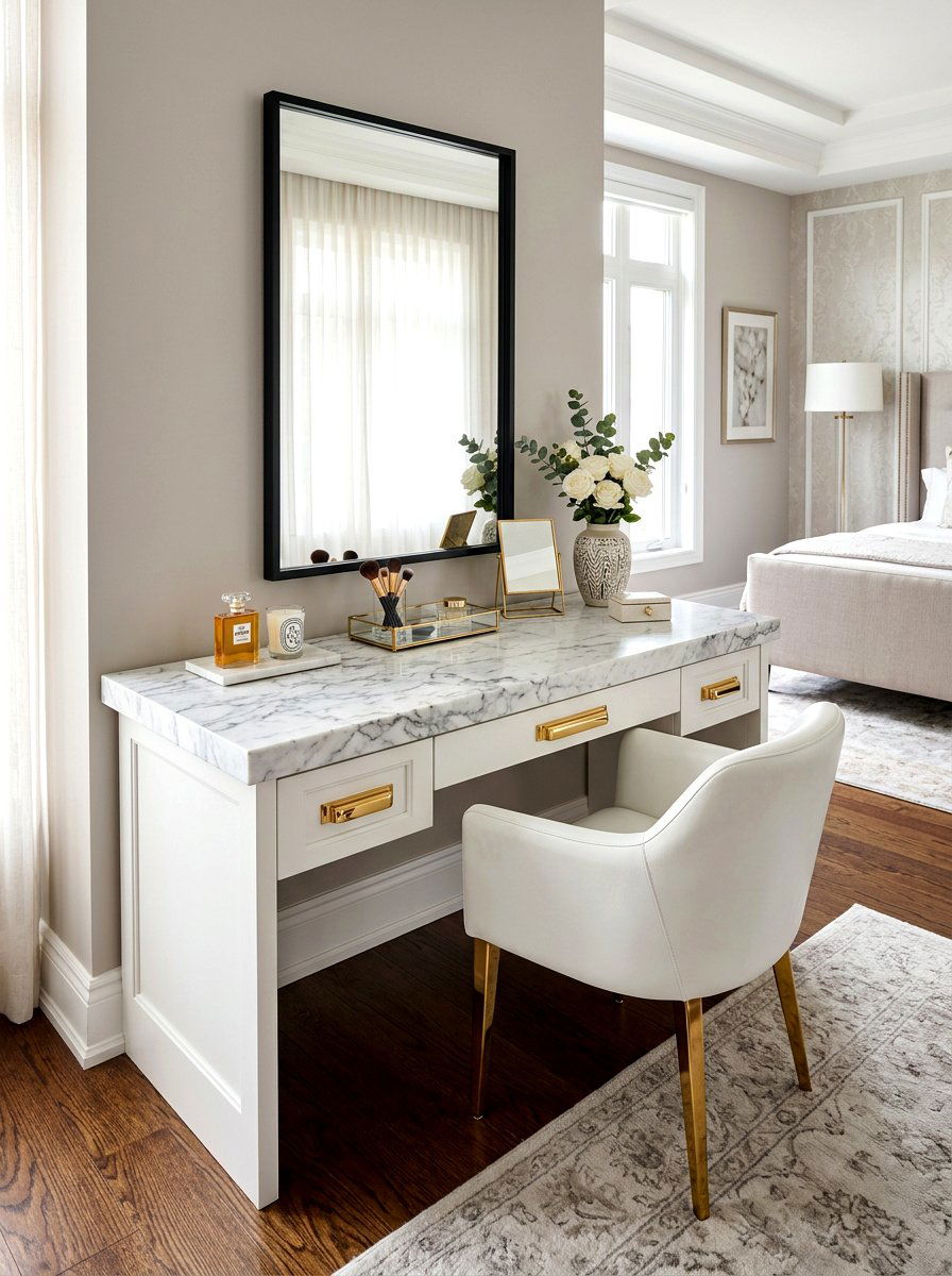 Marble top vanity desk - 30 beauty room ideas
