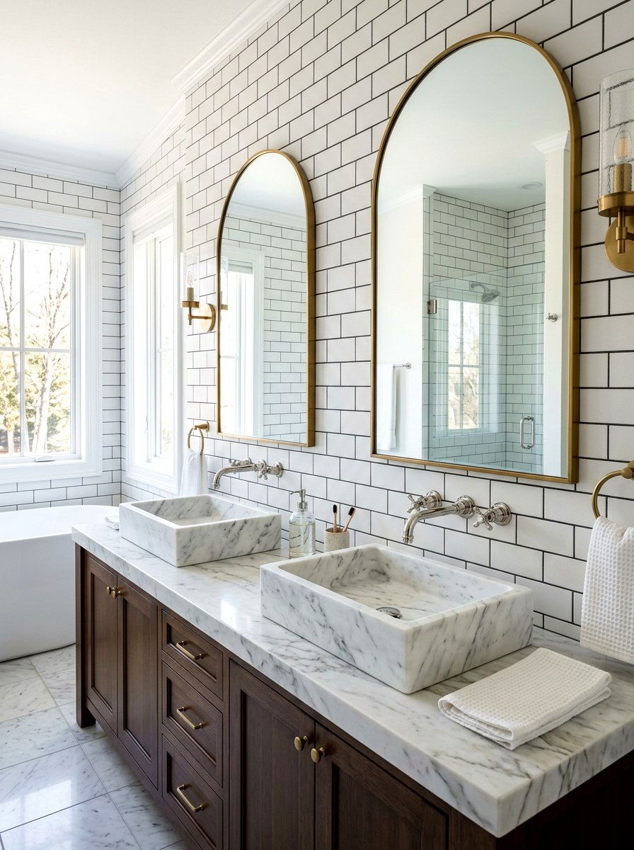 Marble vessel sink master bathroom - 30 vessel sink bathroom ideas