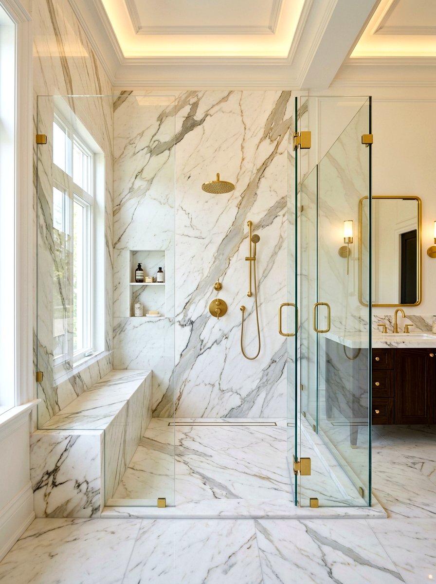 Marble walk in shower - 30 walk in shower ideas