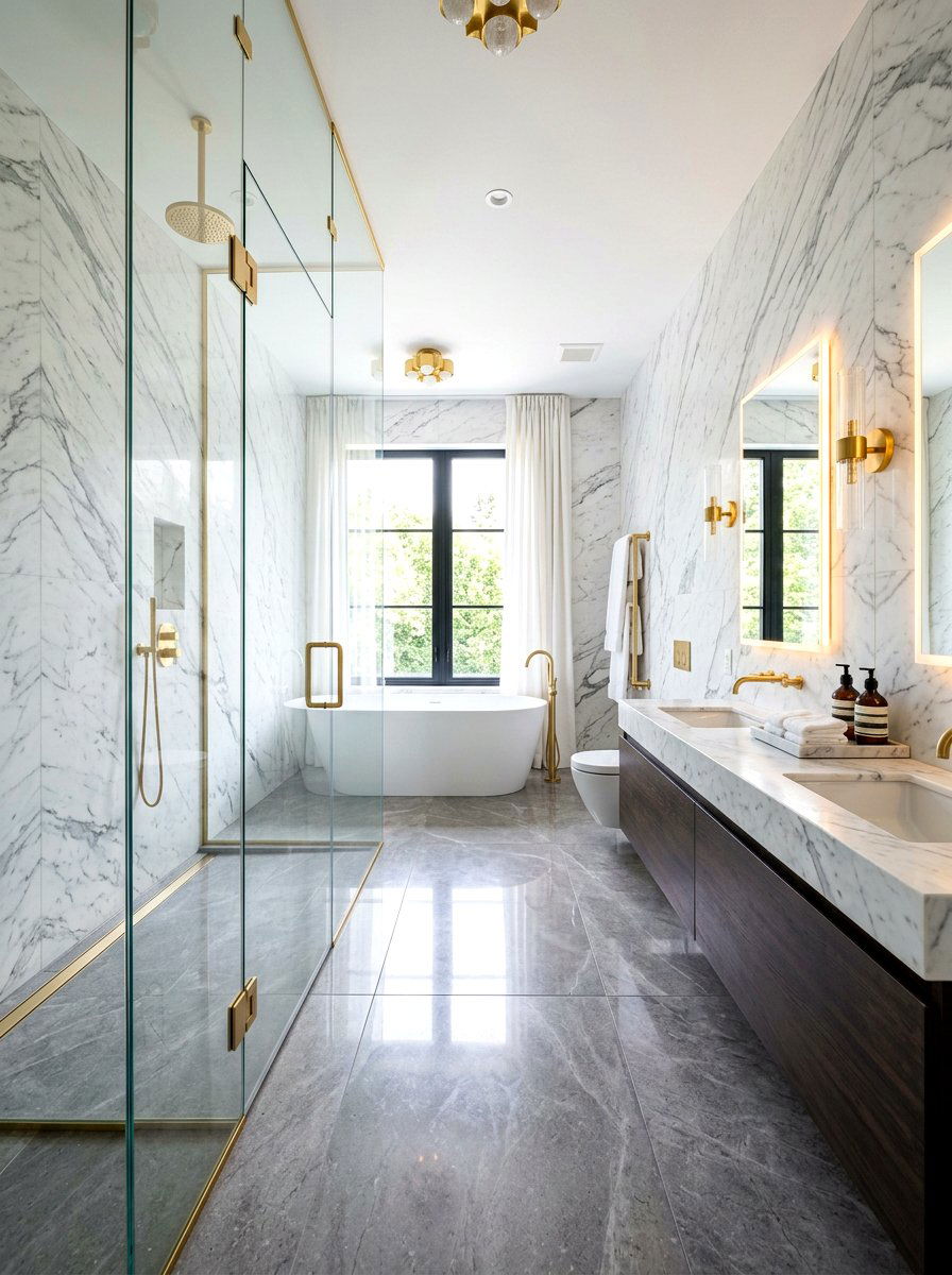 Marble wall bathroom - 30 neo deco bathroom ideas