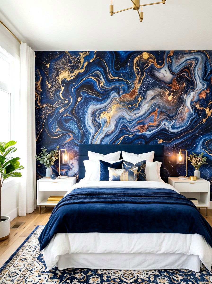 Marbled Galaxy Wall Art - 30 extra celestial bedroom ideas