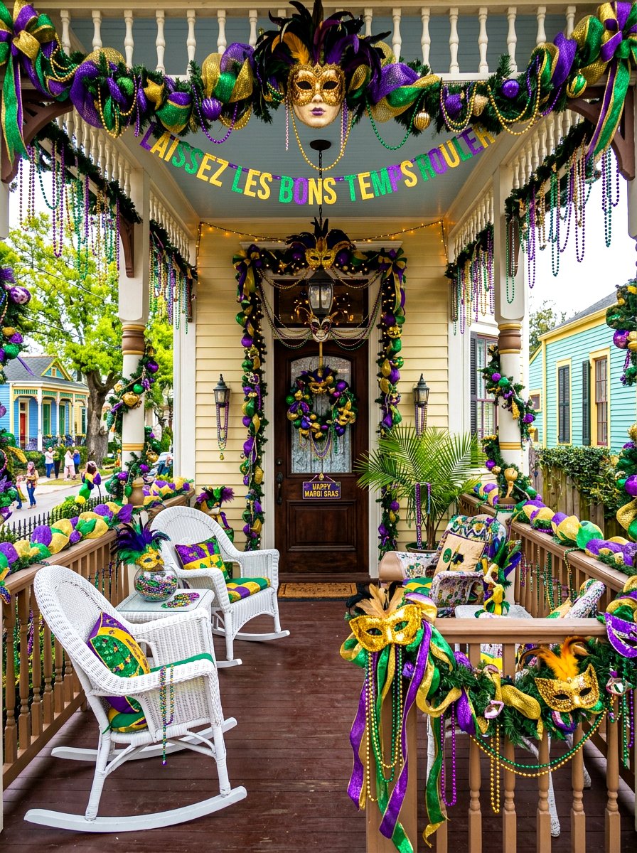 Mardi Gras Porch - 30 holiday porch decor ideas