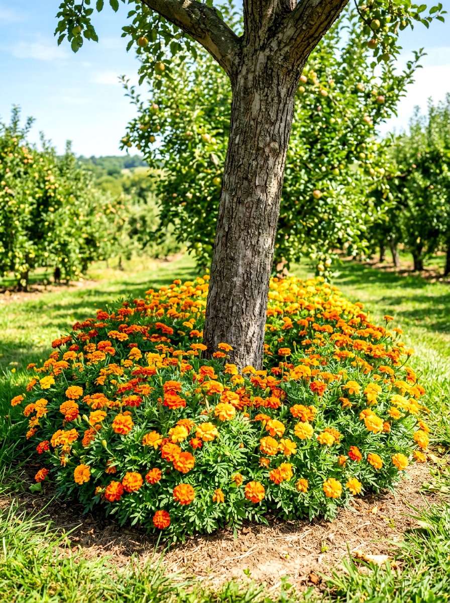Marigold Apple Tree Protection - 30 apple tree border ideas