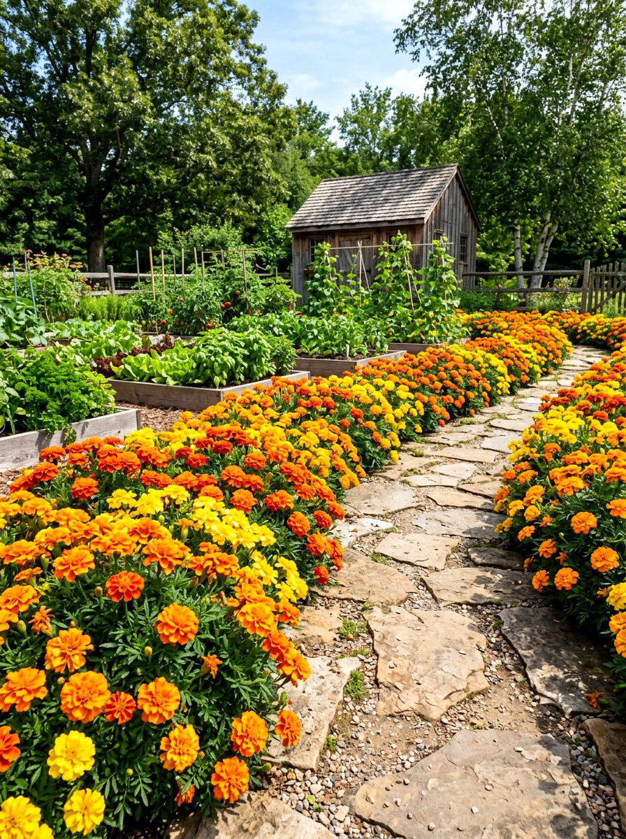 Marigold edging plants - 30 annual flower border ideas