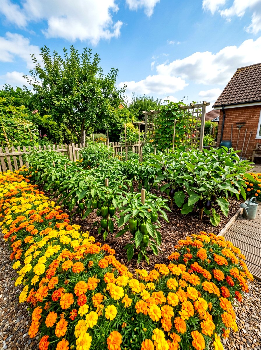 Marigold pest control for vegetables - 30 vegetable garden companion planting ideas