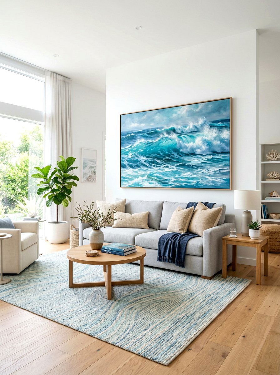 Marine Art Living Room - 30 ocean inspired living room ideas