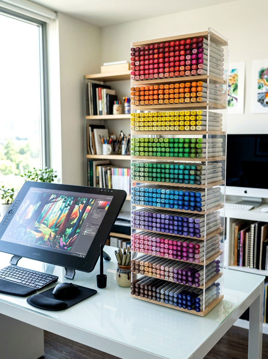 Marker Storage Tower - 30 organizing a craft room ideas