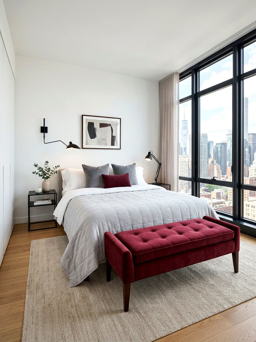 Maroon Bedroom Bench - 30 wine color bedroom ideas