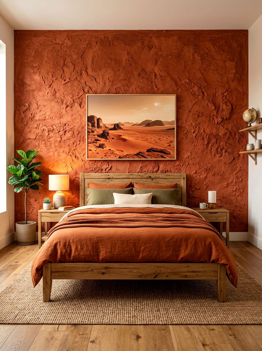 Mars Surface Accent Wall - 30 space themed bedroom ideas