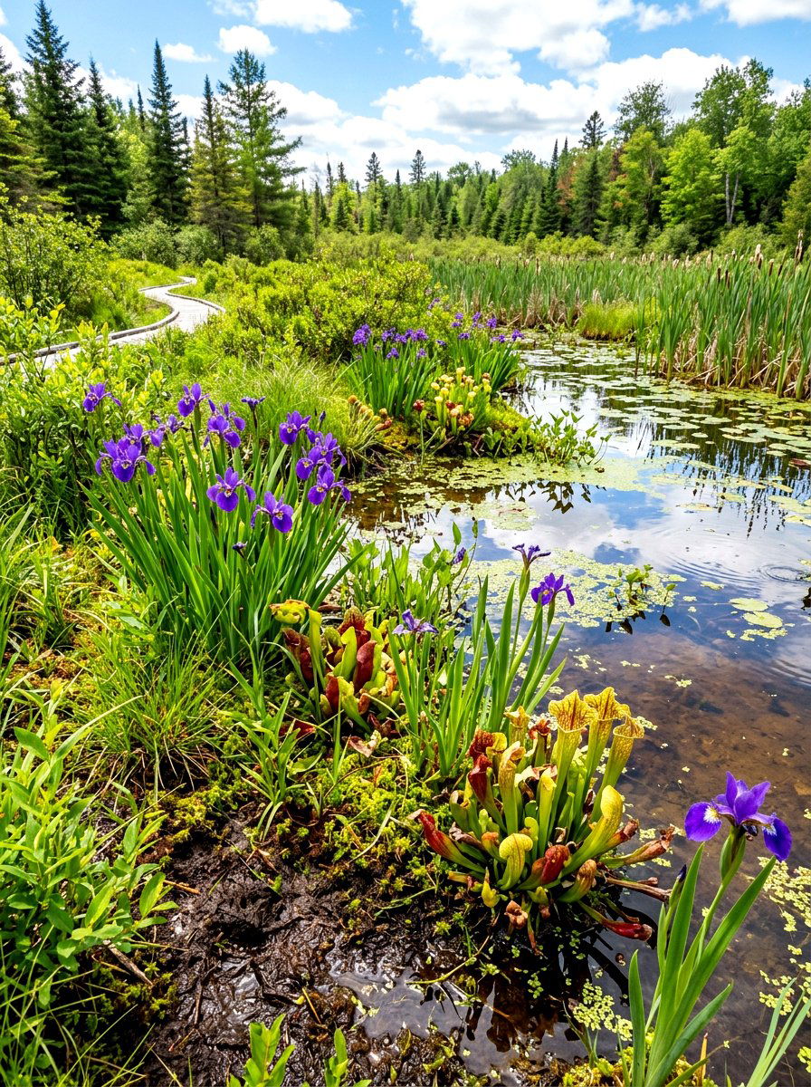 Marshy bog edge - 30 pond landscaping ideas