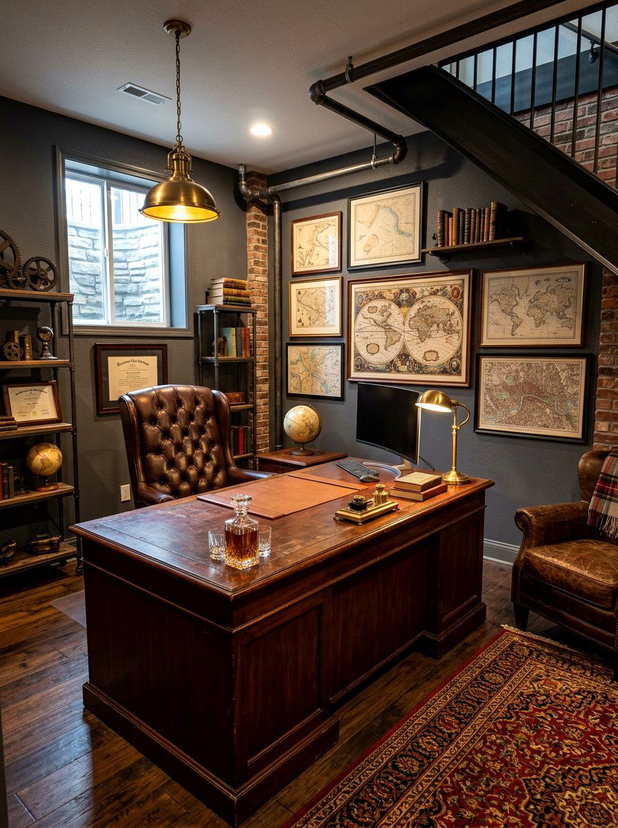 Masculine Basement Office Style - 30 basement office ideas