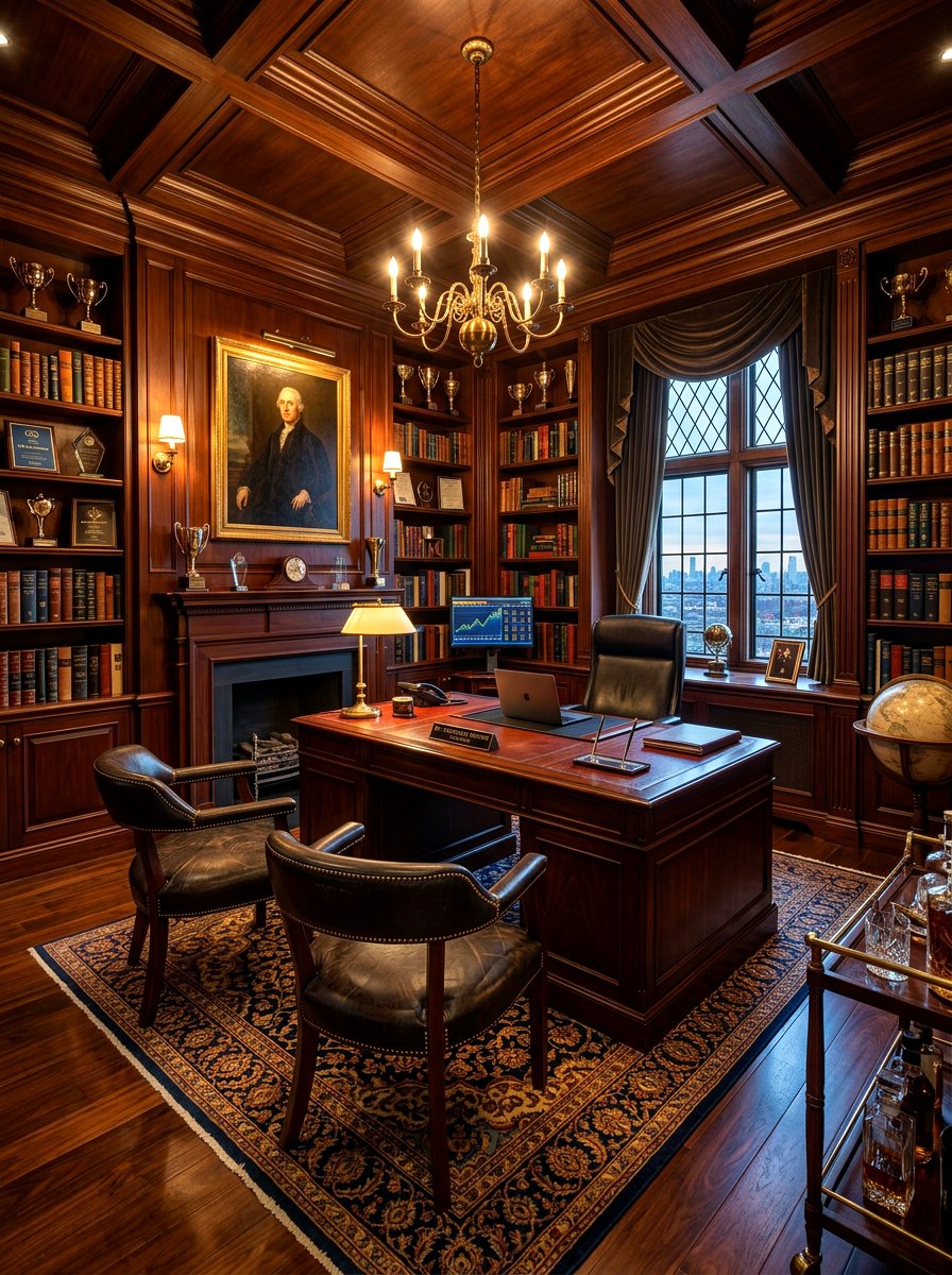 Masculine Executive Library Office - 30 office library combo ideas