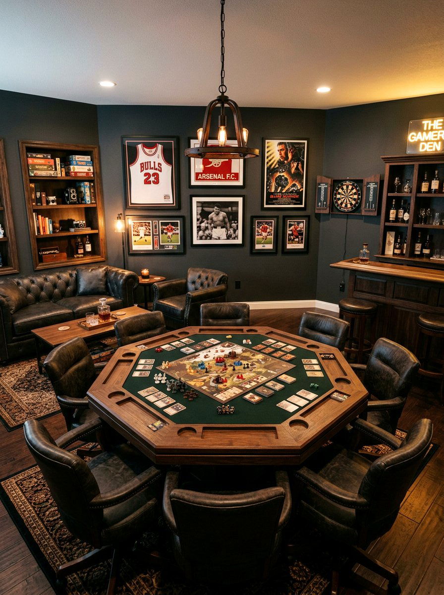 Masculine Game Space - 30 poker room ideas