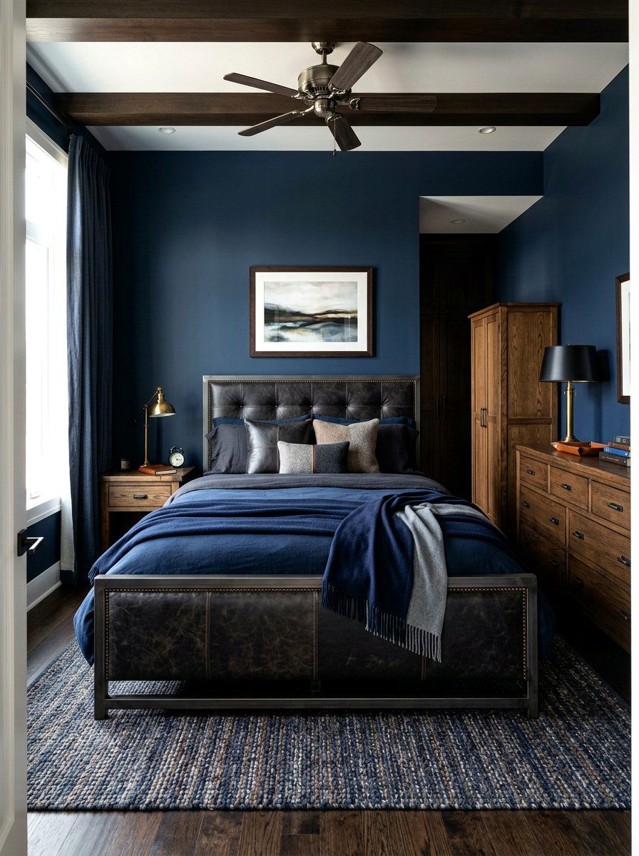 Masculine Leather Upholstered Bedroom - 30 western bedroom ideas