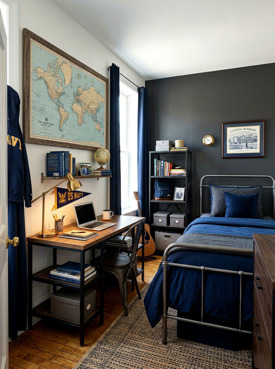Masculine Navy College Room - 30 college bedroom ideas