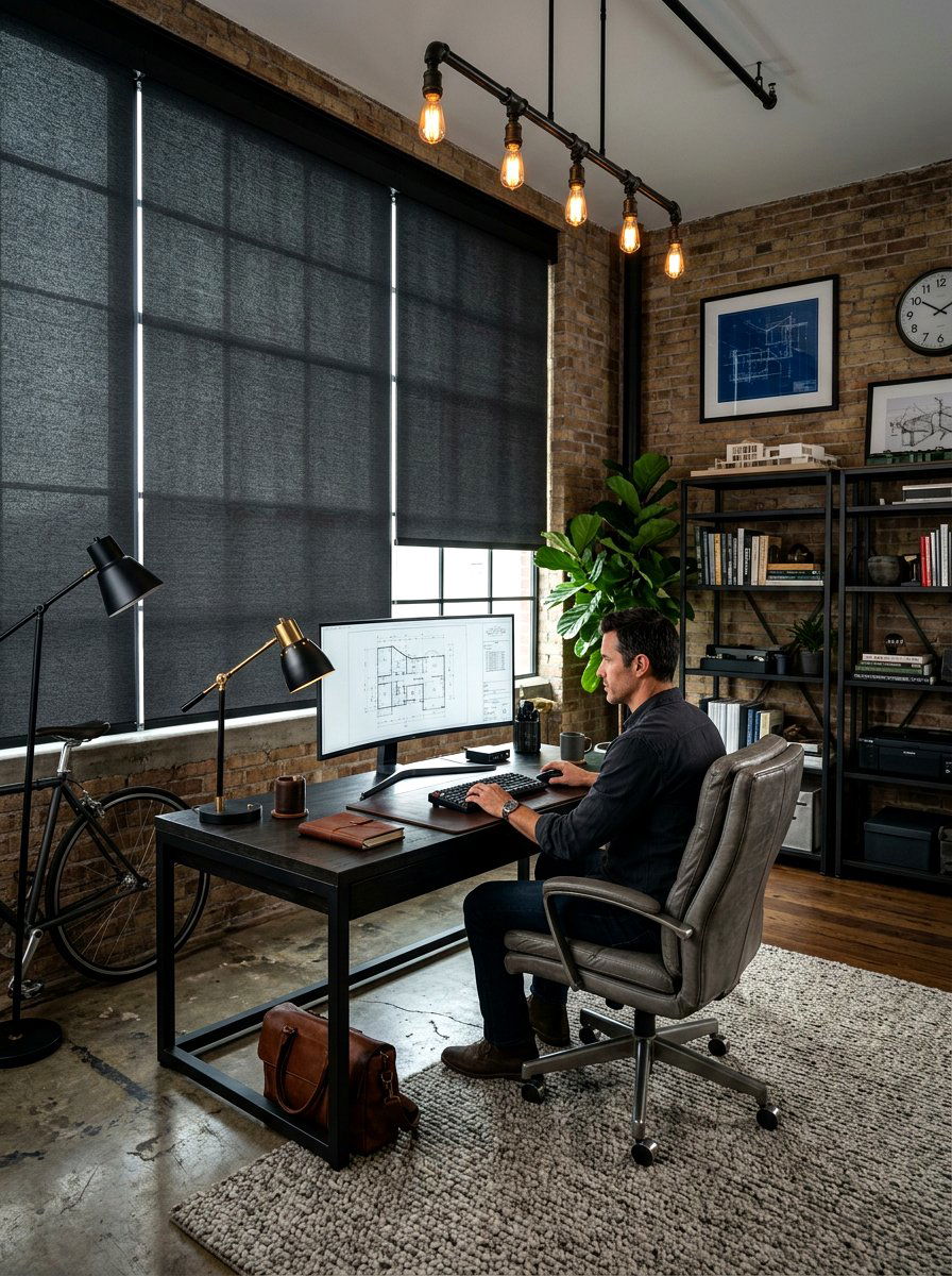 Masculine charcoal room shades - 30 roman shade ideas