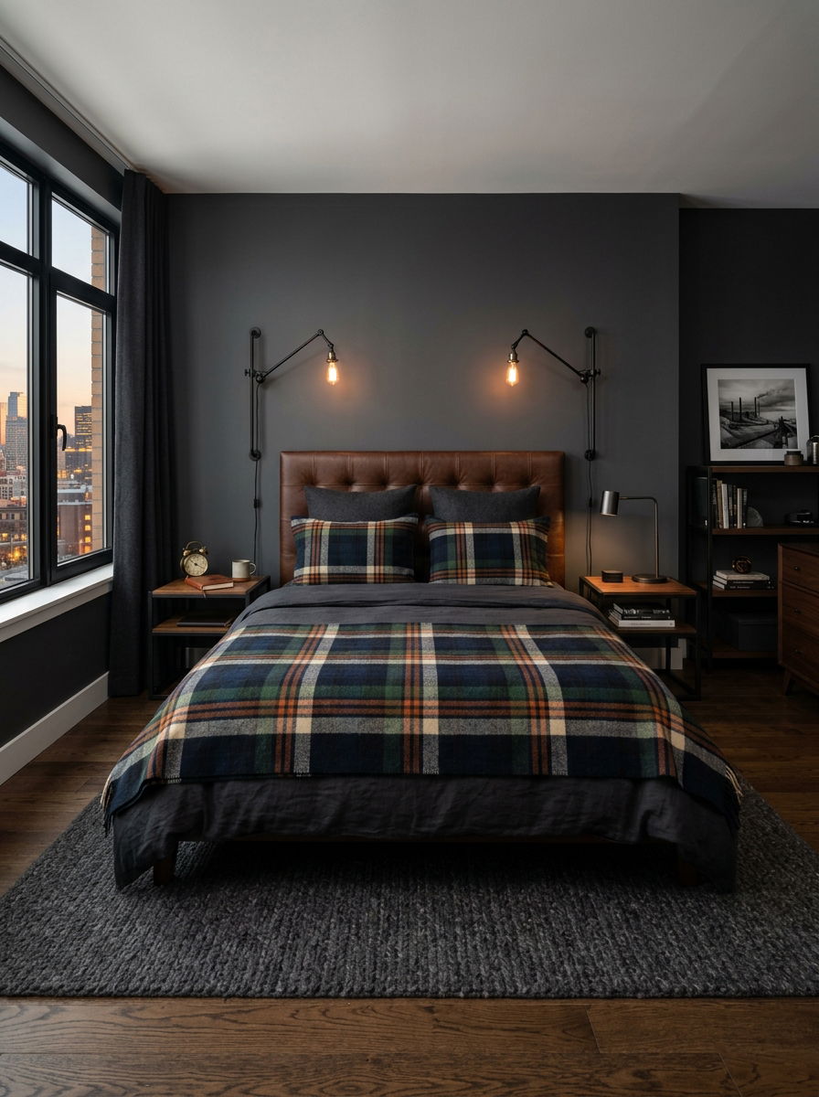 Masculine plaid bedroom - 30 plaid bedroom ideas
